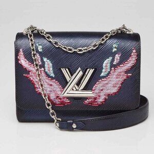 Louis Vuitton Blue Nuit Epi Leather and Sequin Flames Twist MM Bag